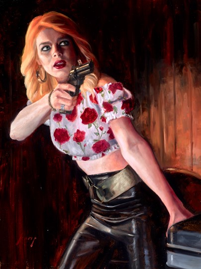 Mischa Makes Her Move by Vincent Kamp - Varnished Original Painting on Stretched Canvas